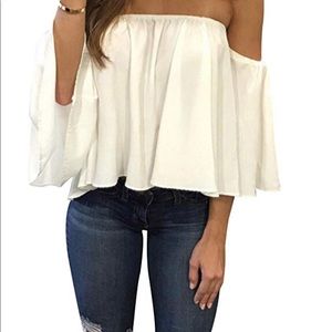 Off the shoulder chiffon blouse